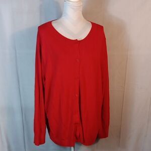 Loft Plus Red Button-Up Cardigan